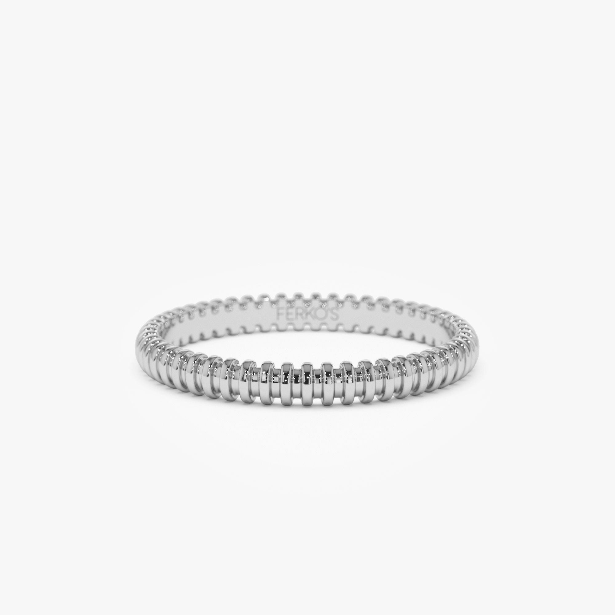OBFJ1097 - 14K Stackable Ribbed Wedding Band 7