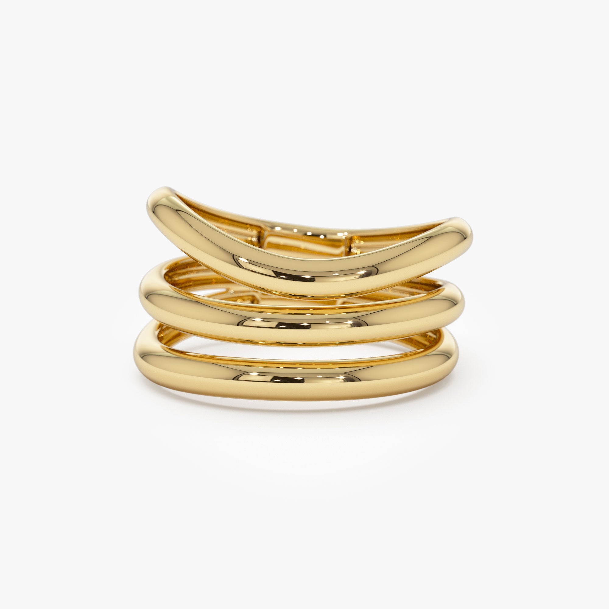 OBFJ1181 - 14K Stacked Chunky Curved Ring 1