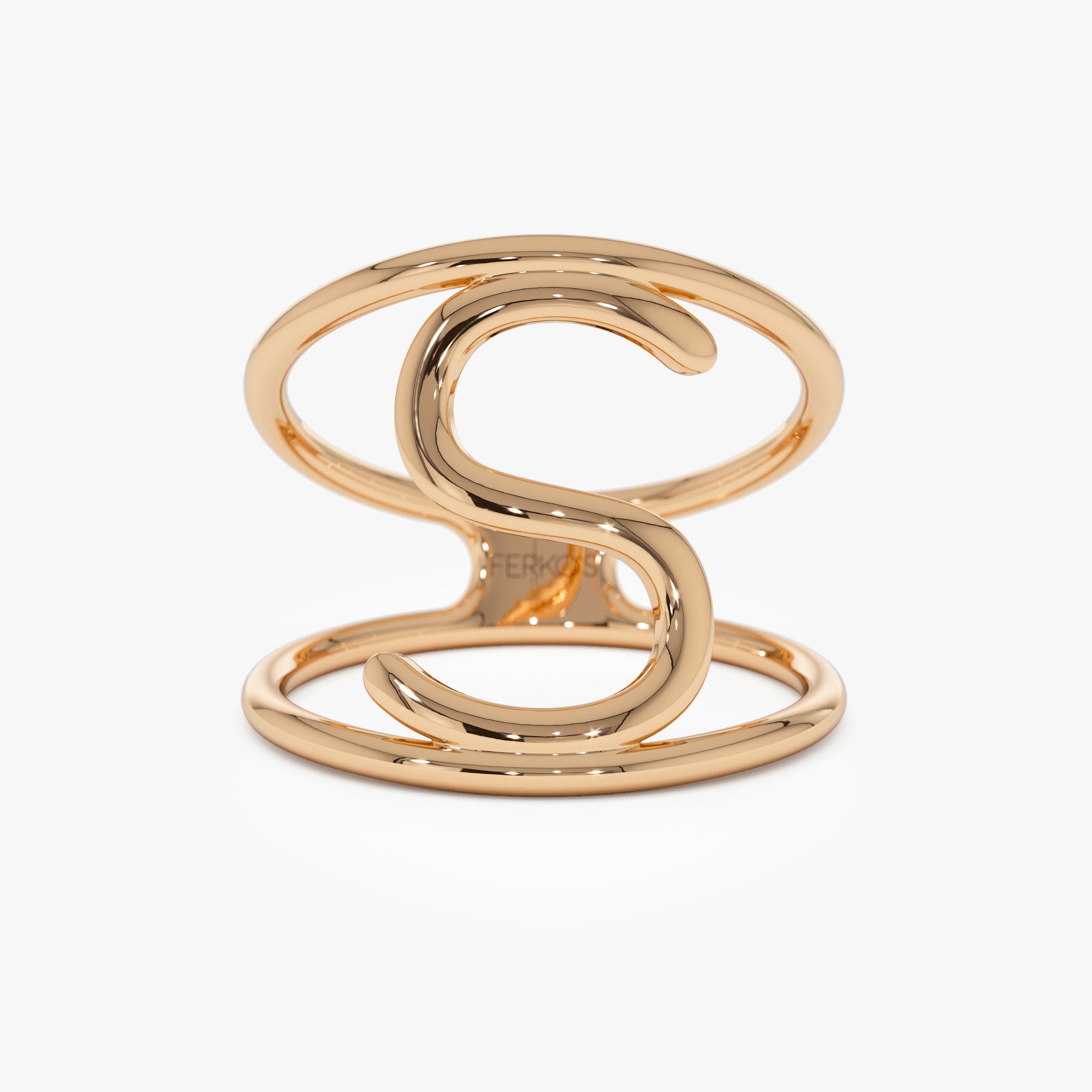 OBFJ1045 - 14K Solid Gold Personalized Initial Ring 5
