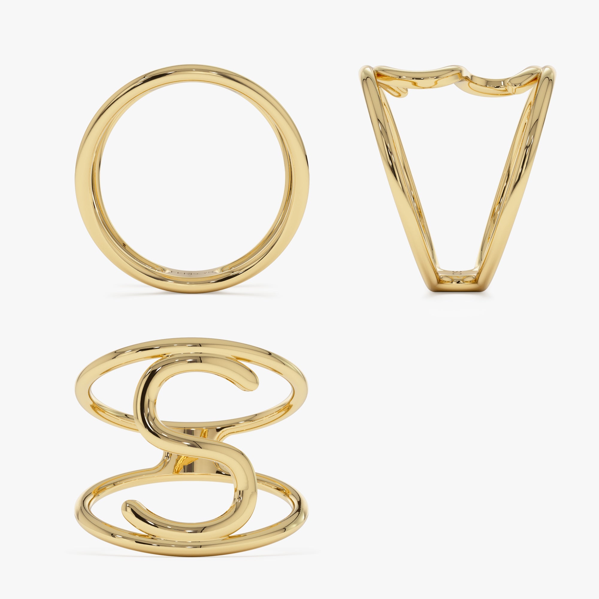 OBFJ1045 - 14K Solid Gold Personalized Initial Ring 8