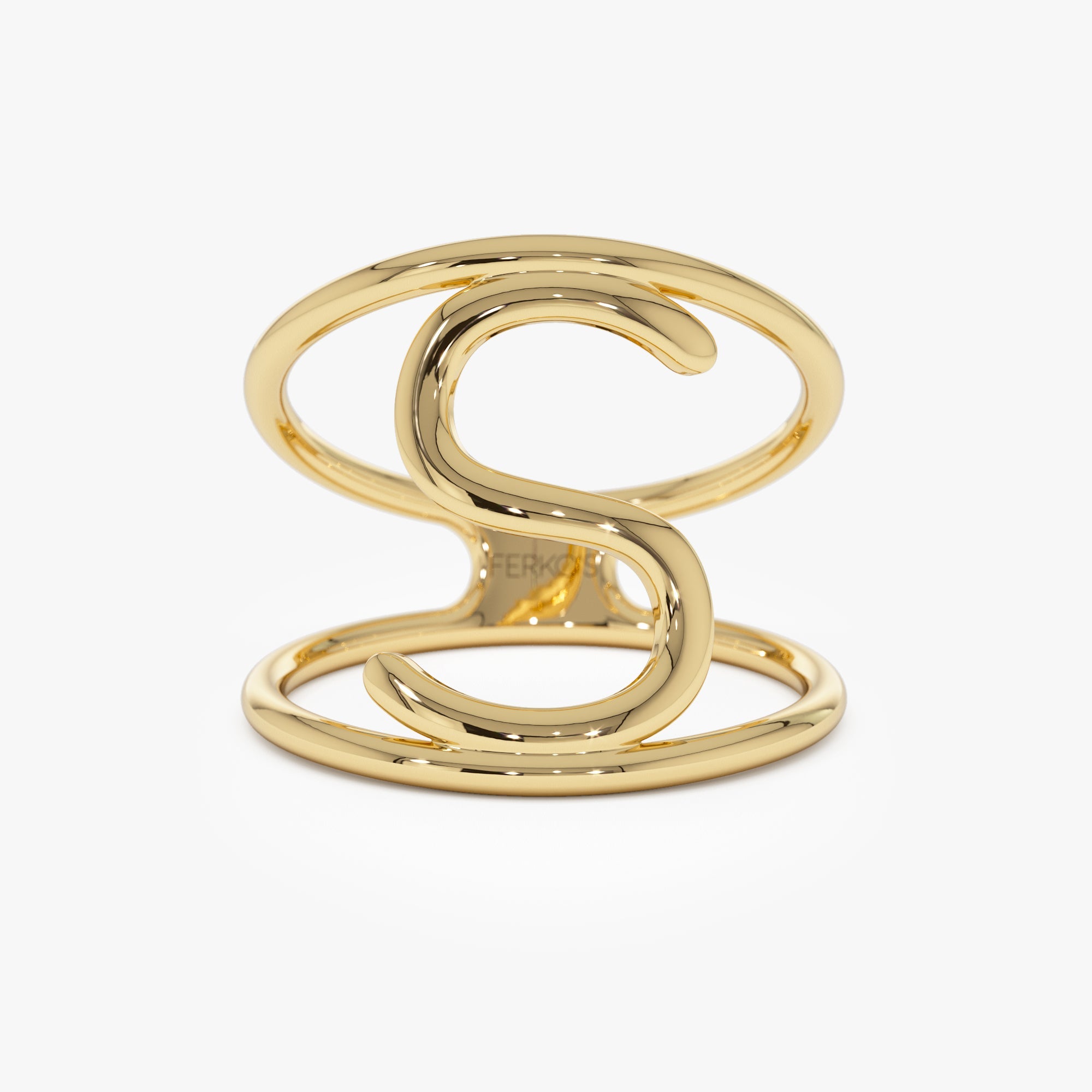 OBFJ1045 - 14K Solid Gold Personalized Initial Ring 1
