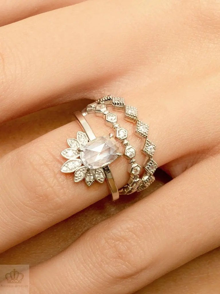 0.06CTW Round Brilliant Cut Unique 3/4 Eternity Wedding Band Camelia™