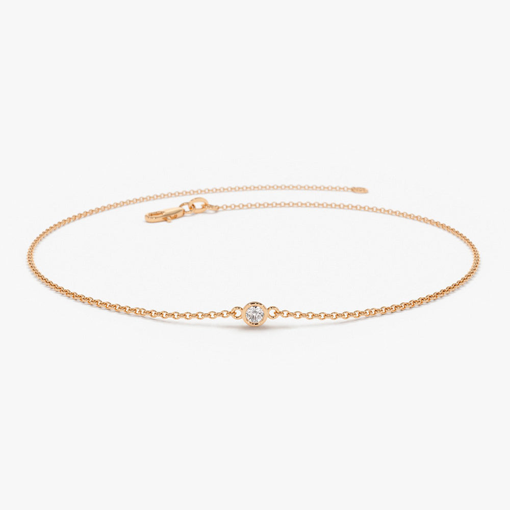 OBFJ1699 - 14k Gold Bezel Setting Diamond Solitaire Bracelet 0.05ctw 11