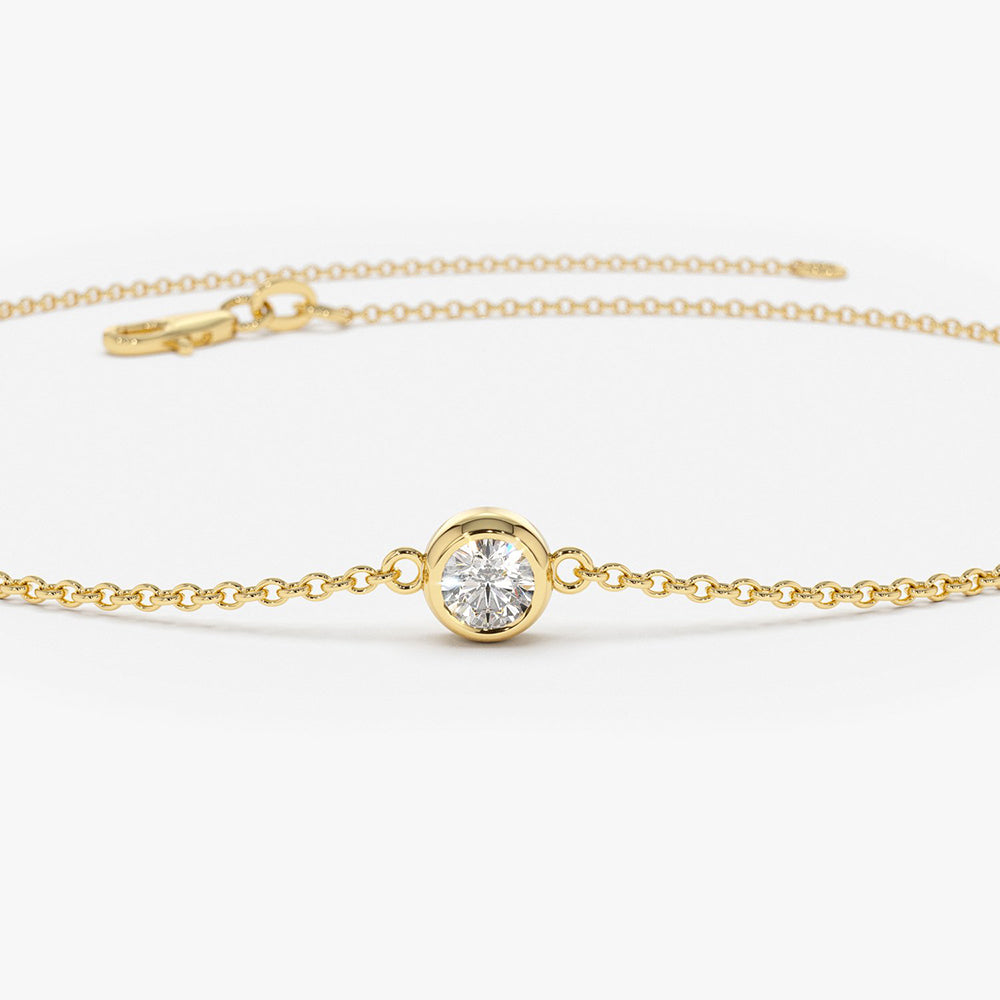 OBFJ0208 - 14K Rose Gold Diamond Solitaire Bracelet 0.11 ctw 4
