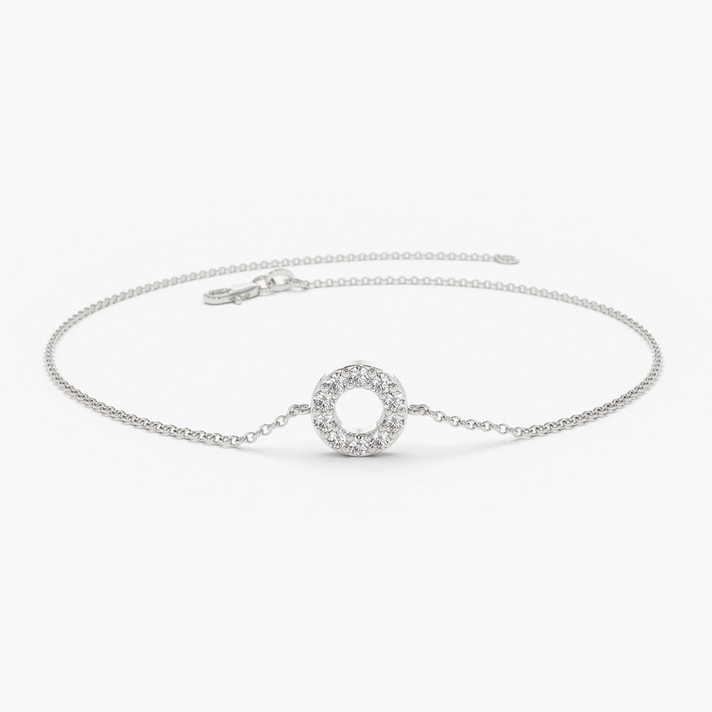 OBFJ1576 - 14K Gold Round Pave Diamond Bracelet 5