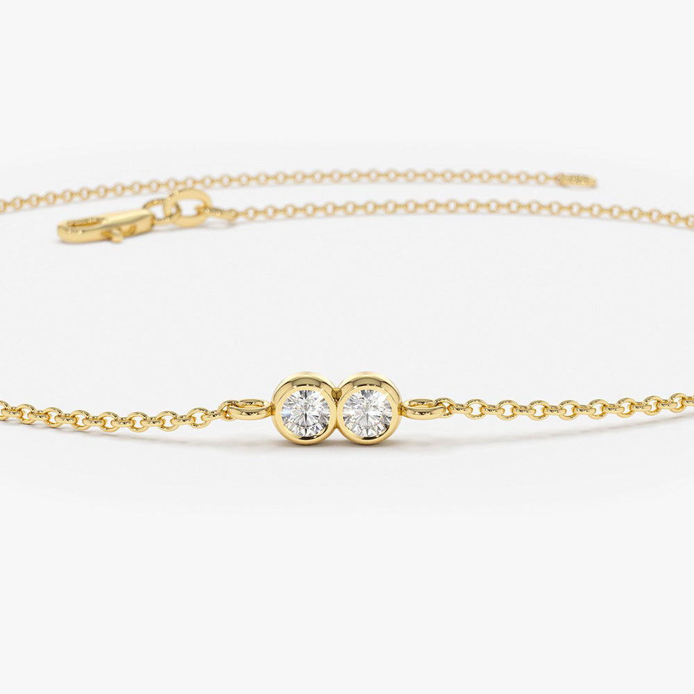 OBFJ1715 - 14K Gold Double Diamond Station Bracelet 9