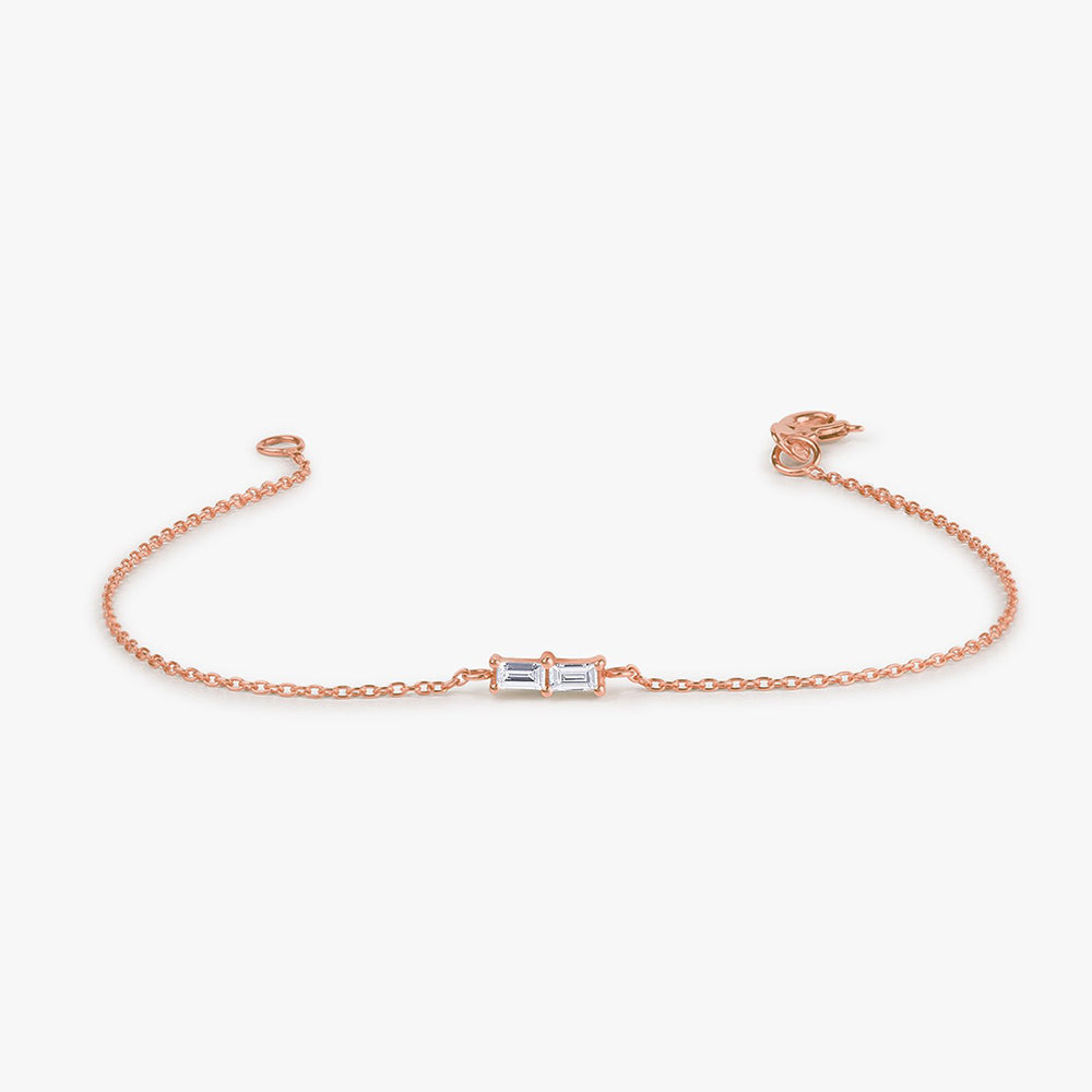 OBFJ1719 - Double Baguette Diamond Bracelet bracelets in selectable metal and diamond options - Roselle Jewelry view 6