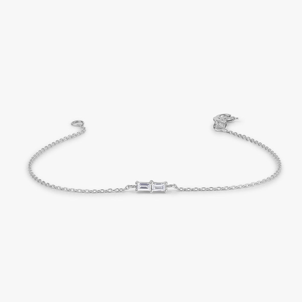 OBFJ1719 - Double Baguette Diamond Bracelet bracelets in selectable metal and diamond options - Roselle Jewelry view 7
