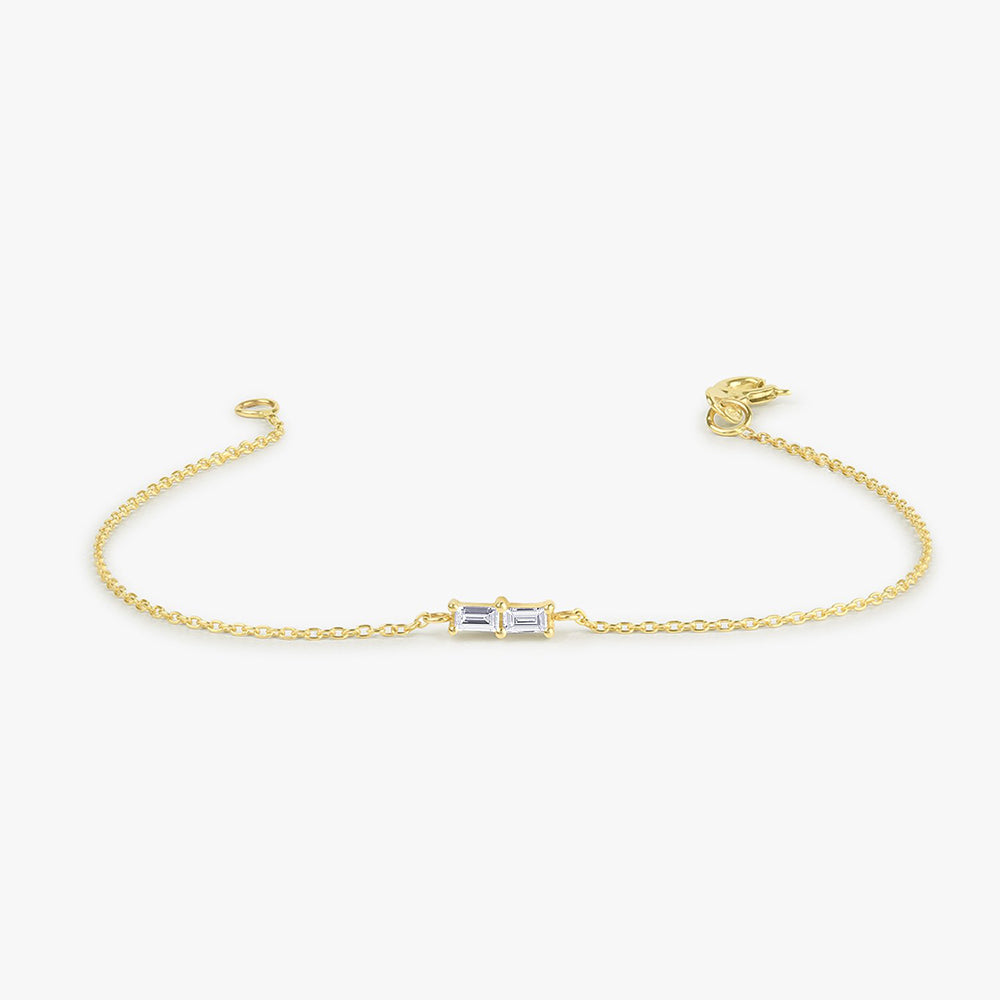 OBFJ1719 - Double Baguette Diamond Bracelet bracelets in selectable metal and diamond options - Roselle Jewelry view 1