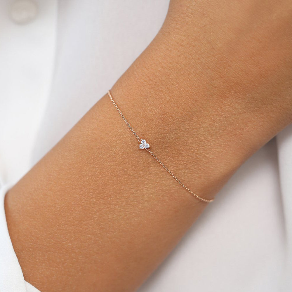 OBFJ1726 - 14K Gold Three Diamond Floating Bracelet 3