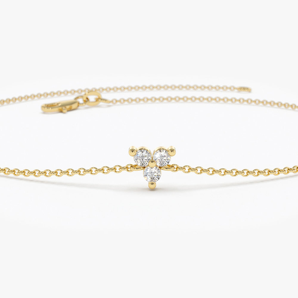 OBFJ1726 - 14K Gold Three Diamond Floating Bracelet 7