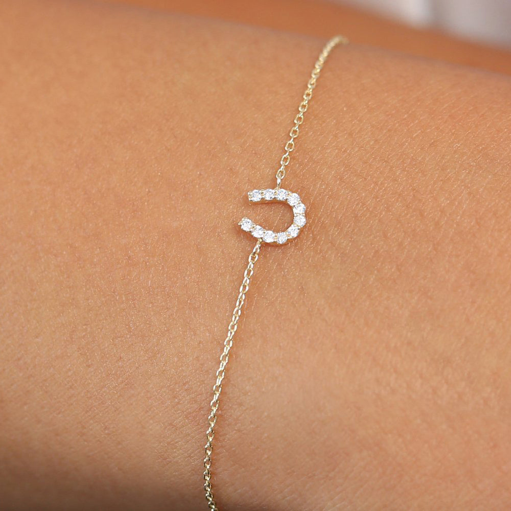 OBFJ1724 - 14k Mini Diamond Horseshoe Bracelet 2