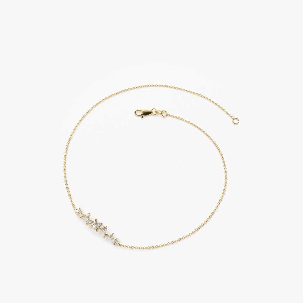 OBFJ1725 - 14K Gold Multi Diamond Cluster Bracelet 7