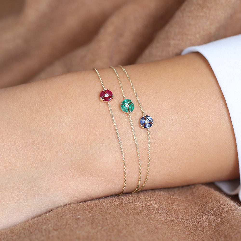 OBFJ1846 - Marquise Ruby Cluster Bracelet bracelets in selectable metal and diamond options - Roselle Jewelry view 4