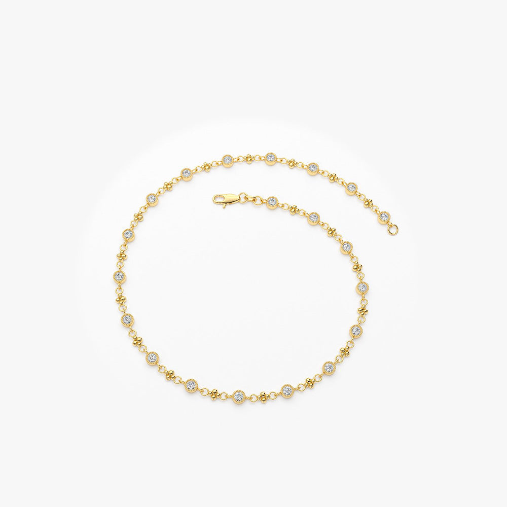 OBFJ1913 - Bezel Setting Diamond with Milgrain Bracelet bracelets in selectable metal and diamond options - Roselle Jewelry view 6