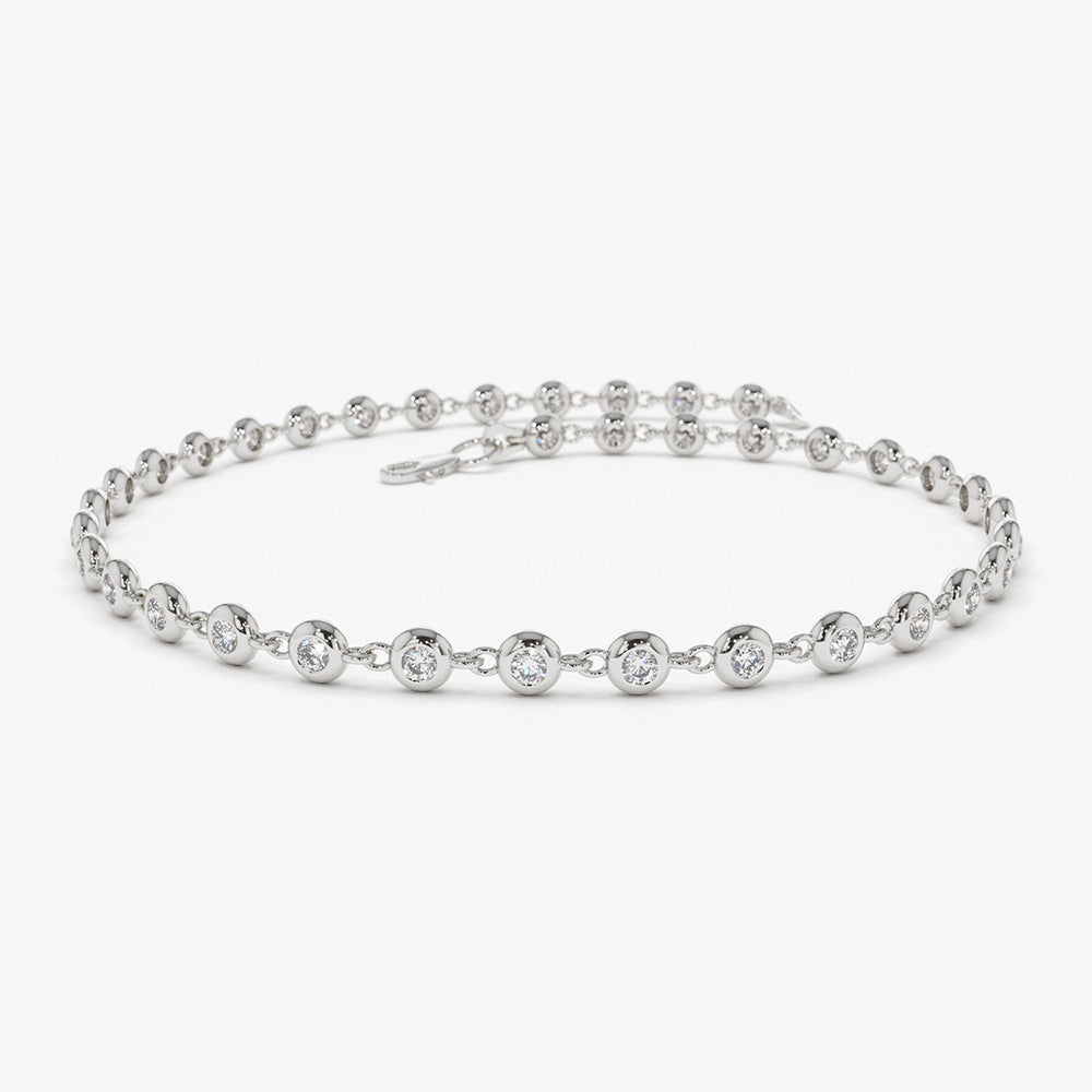 OBFJ1969 - Bezel Setting Diamond Tennis Bracelet bracelets in selectable metal and diamond options - Roselle Jewelry view 9
