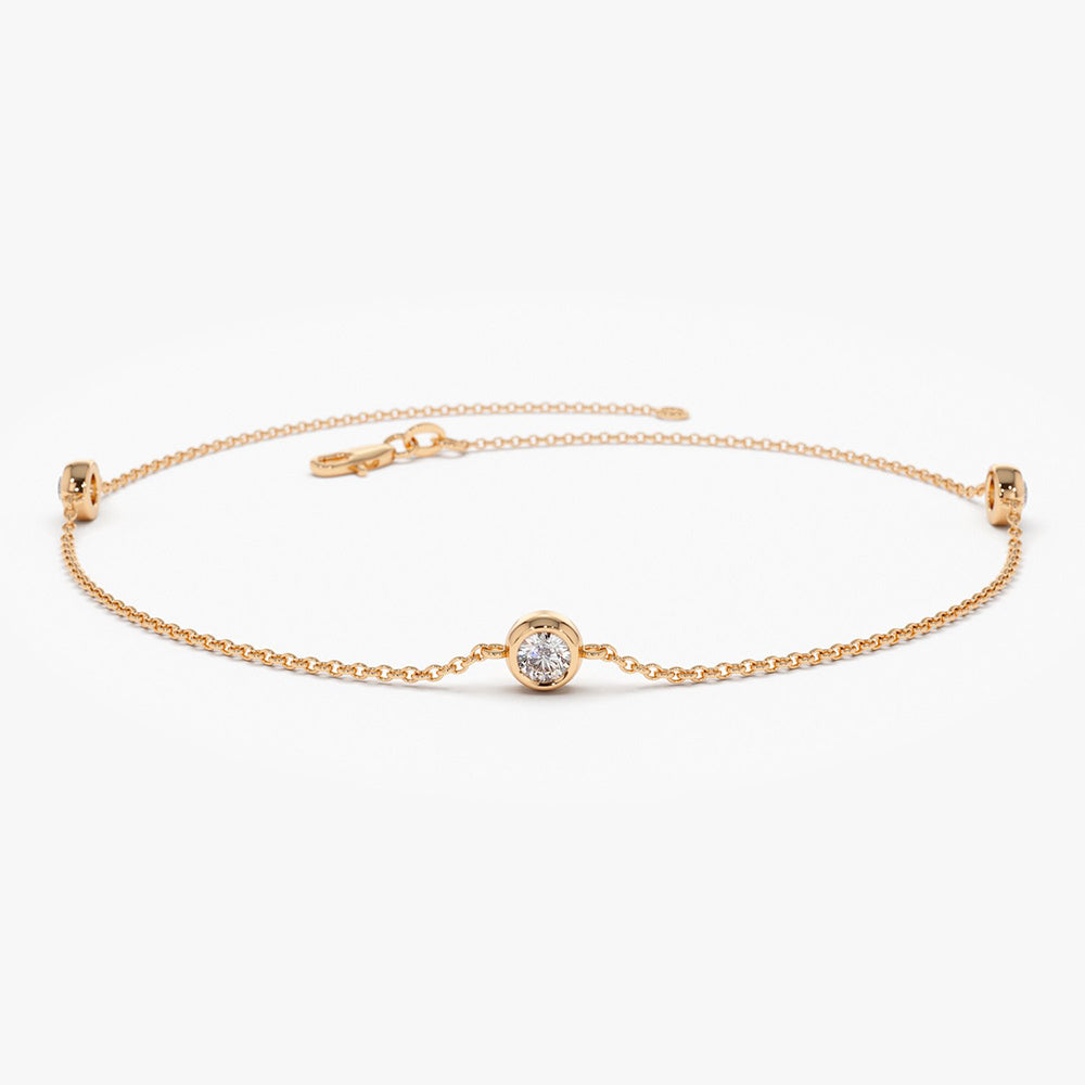 OBFJ2019 - 3 Stone 0.30ctw Diamond by The Yard Solitaire Bracelet bracelets in selectable metal and diamond options - Roselle Jewelry view 4