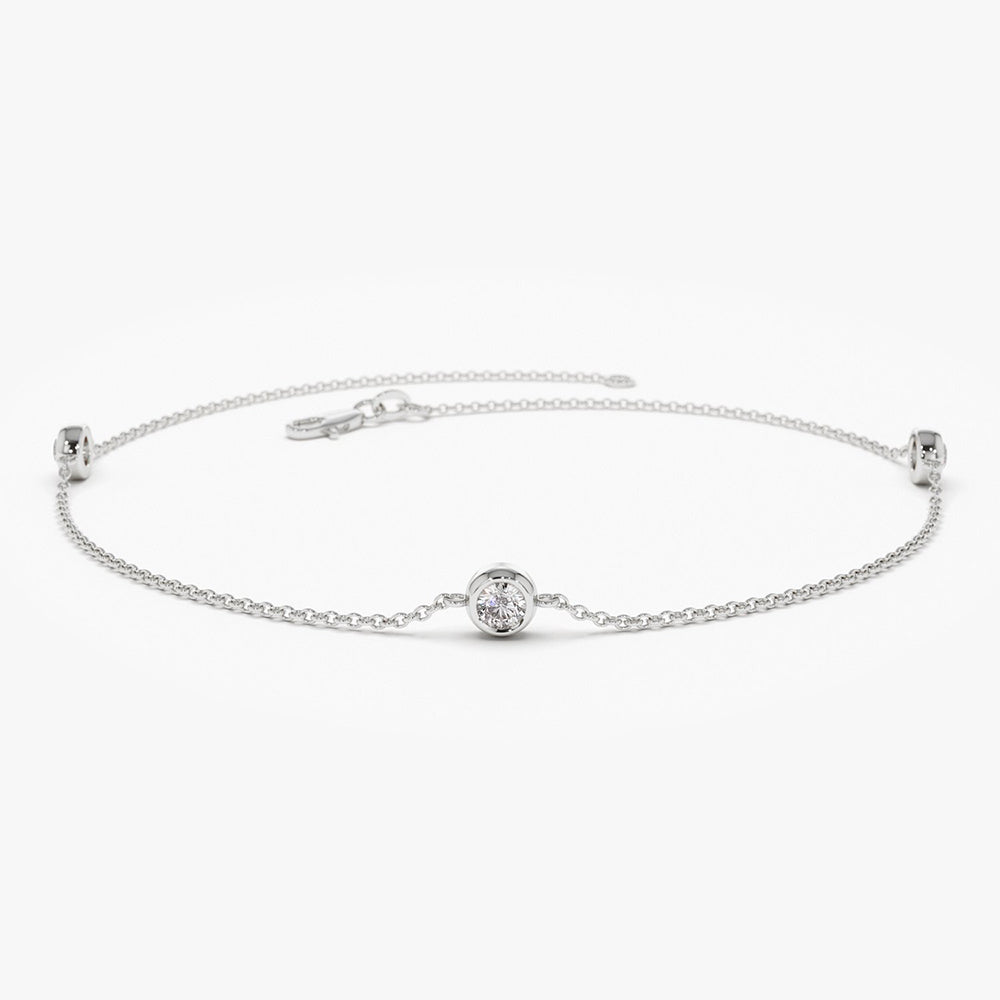OBFJ2020 - 5 Stone 0.50ctw Diamond by The Yard Solitaire Bracelet bracelets in selectable metal and diamond options - Roselle Jewelry view 7