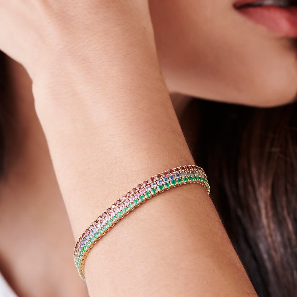 OBFJ2229 - Prong Setting Sapphire Tennis Bracelet bracelets in selectable metal and diamond options - Roselle Jewelry view 6
