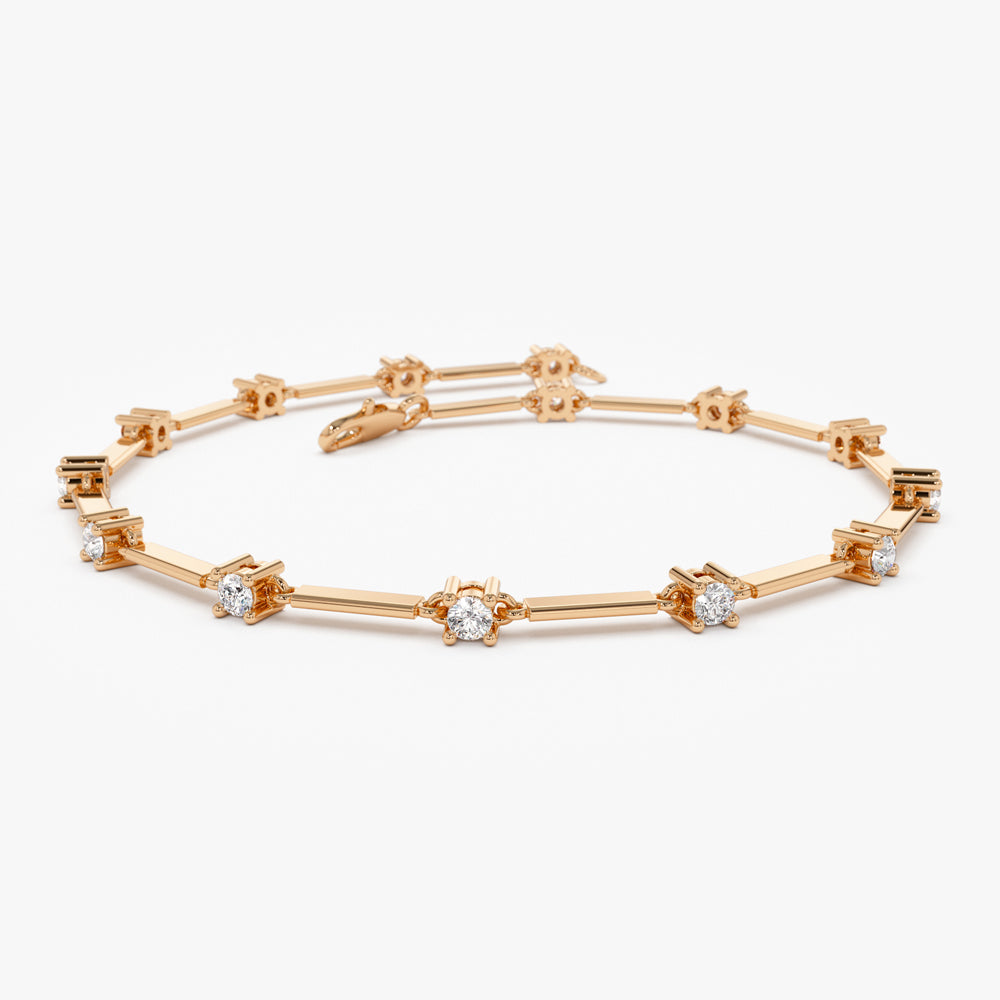 OBFJ1477 - Bar and Diamond Infinity Bracelet 0.85 ctw bracelets in selectable metal and diamond options - Roselle Jewelry view 4