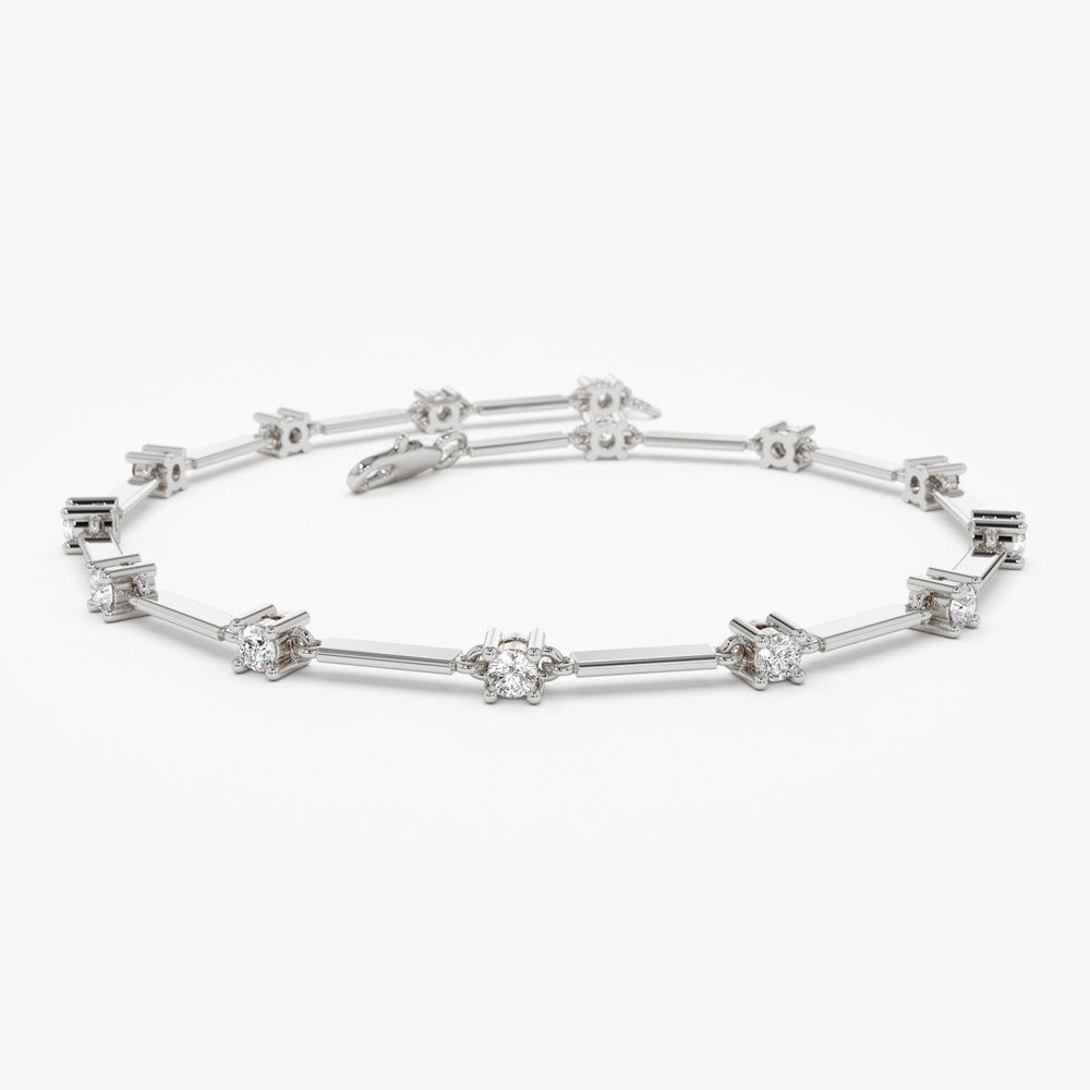 OBFJ1477 - Bar and Diamond Infinity Bracelet 0.85 ctw bracelets in selectable metal and diamond options - Roselle Jewelry view 5