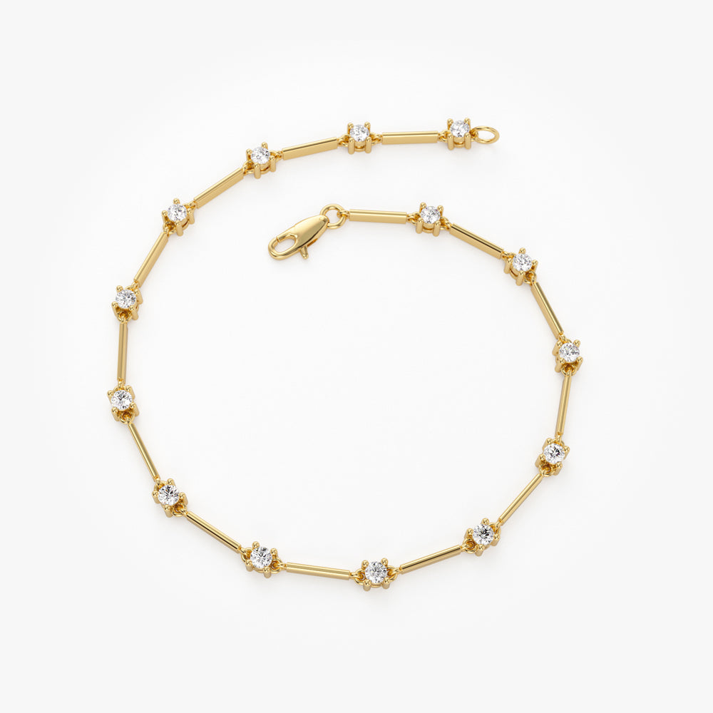 OBFJ1477 - Bar and Diamond Infinity Bracelet 0.85 ctw bracelets in selectable metal and diamond options - Roselle Jewelry view 6