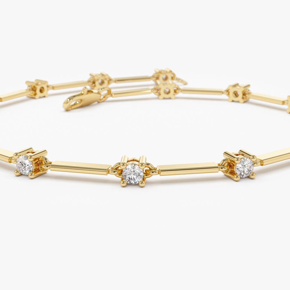 OBFJ1477 - Bar and Diamond Infinity Bracelet 0.85 ctw bracelets in selectable metal and diamond options - Roselle Jewelry view 7