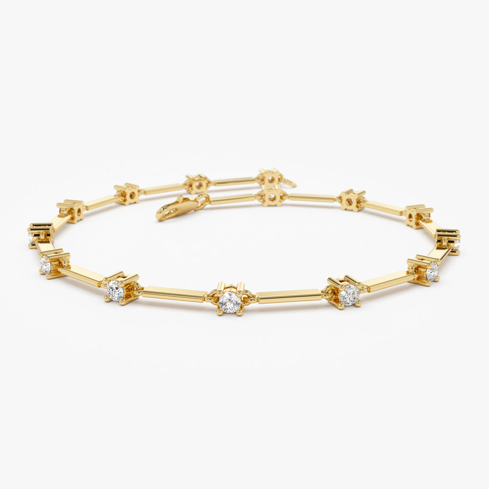 OBFJ1477 - Bar and Diamond Infinity Bracelet 0.85 ctw bracelets in selectable metal and diamond options - Roselle Jewelry view 1