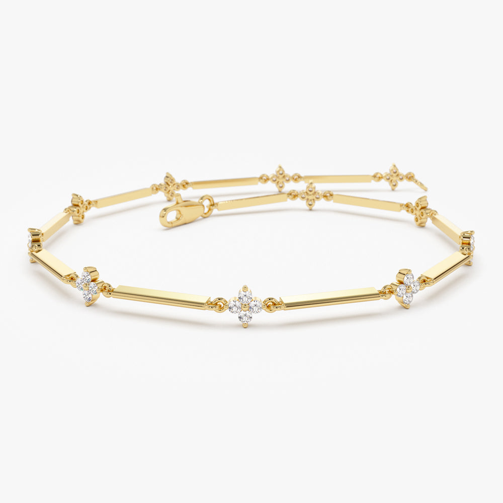 OBFJ1478 - 14k Clover Setting Diamond Infinity Bracelet 1