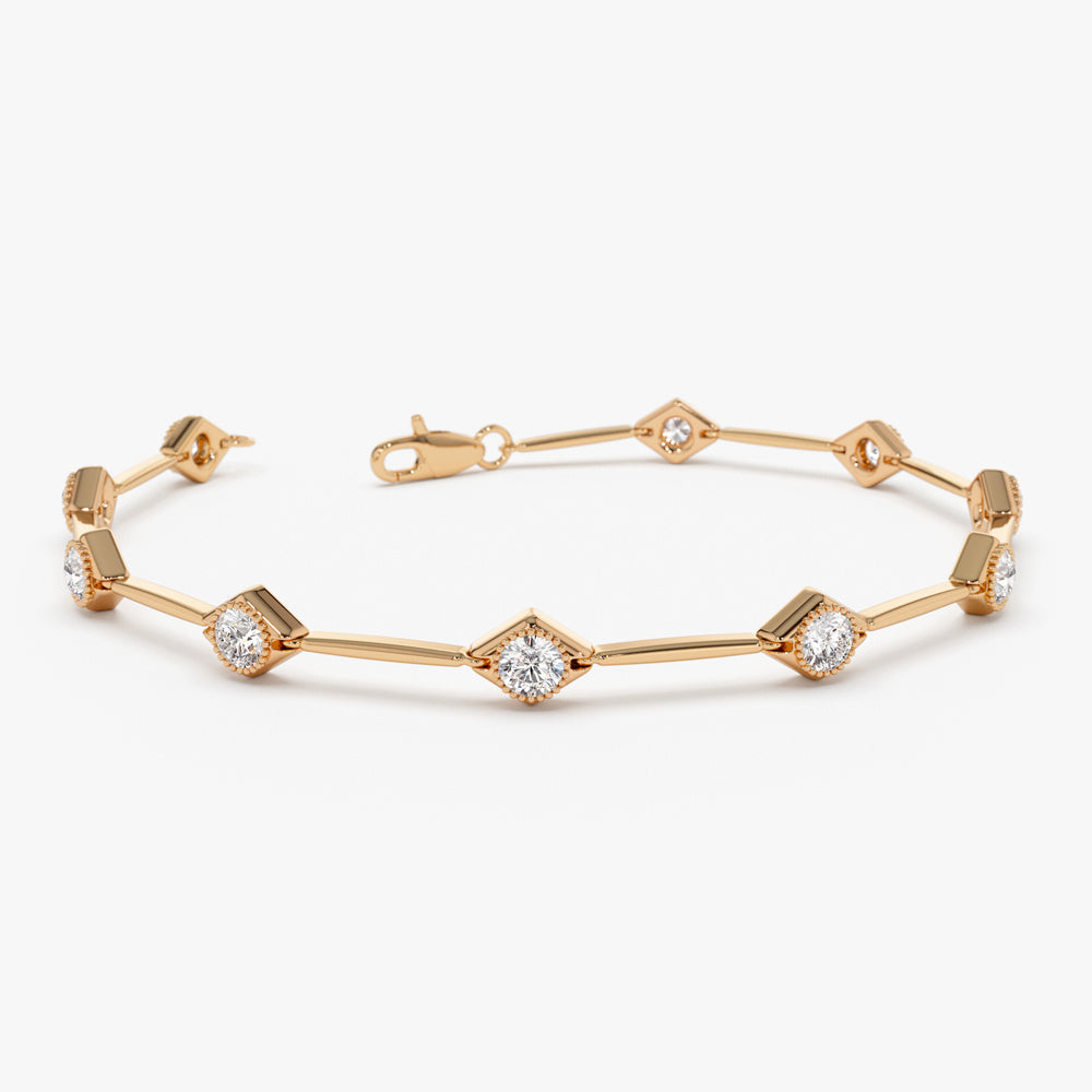 OBFJ1479 - 14k Milgrain Setting Diamond Infinity Bracelet 1.20 ctw 4