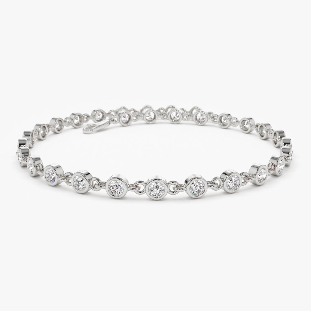 OBFJ1462 - 14k Bezel Setting Diamond Tennis Bracelet 5