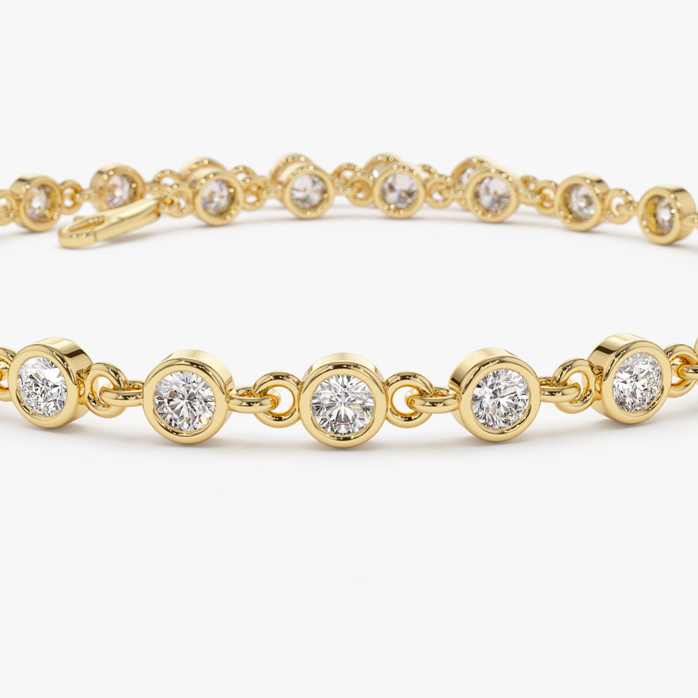 OBFJ1462 - 14k Bezel Setting Diamond Tennis Bracelet 6