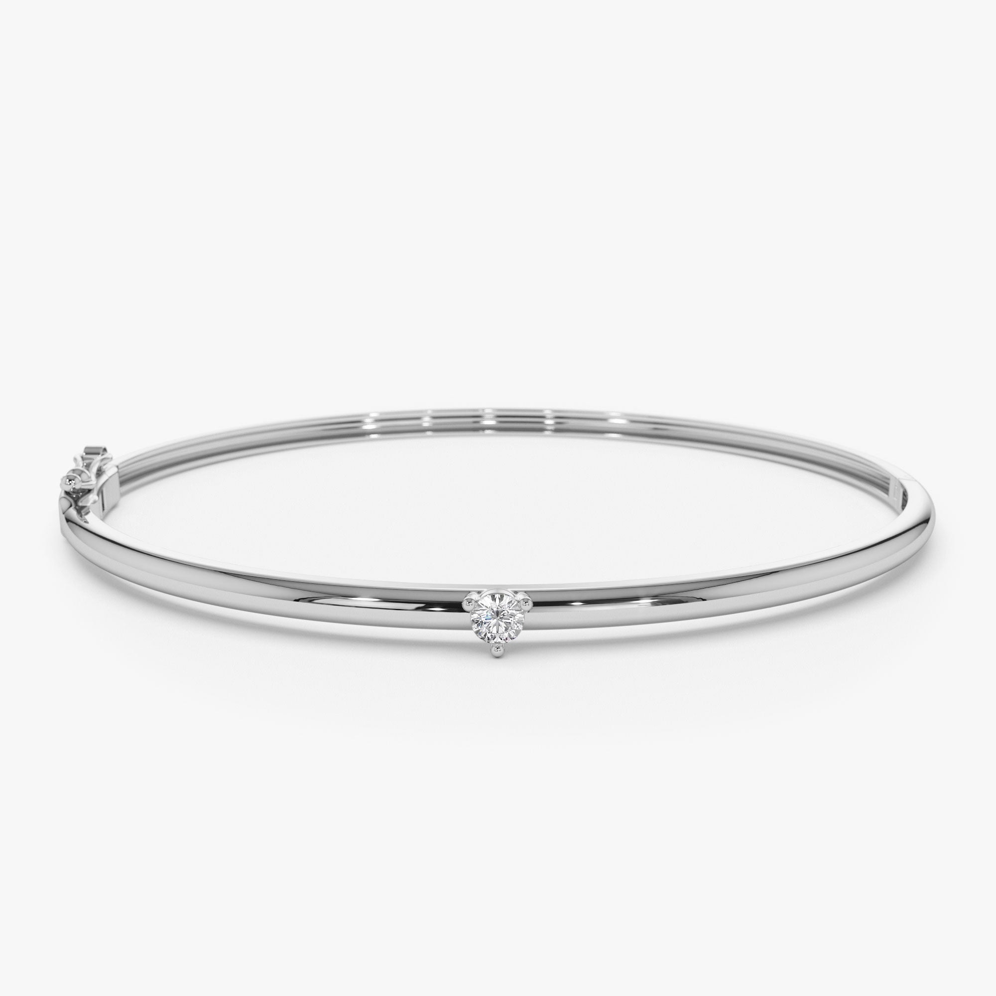 OBFJ1172 - 14k Solitaire Diamond Bangle Bracelet 0.10 - 0.30 ctw 10