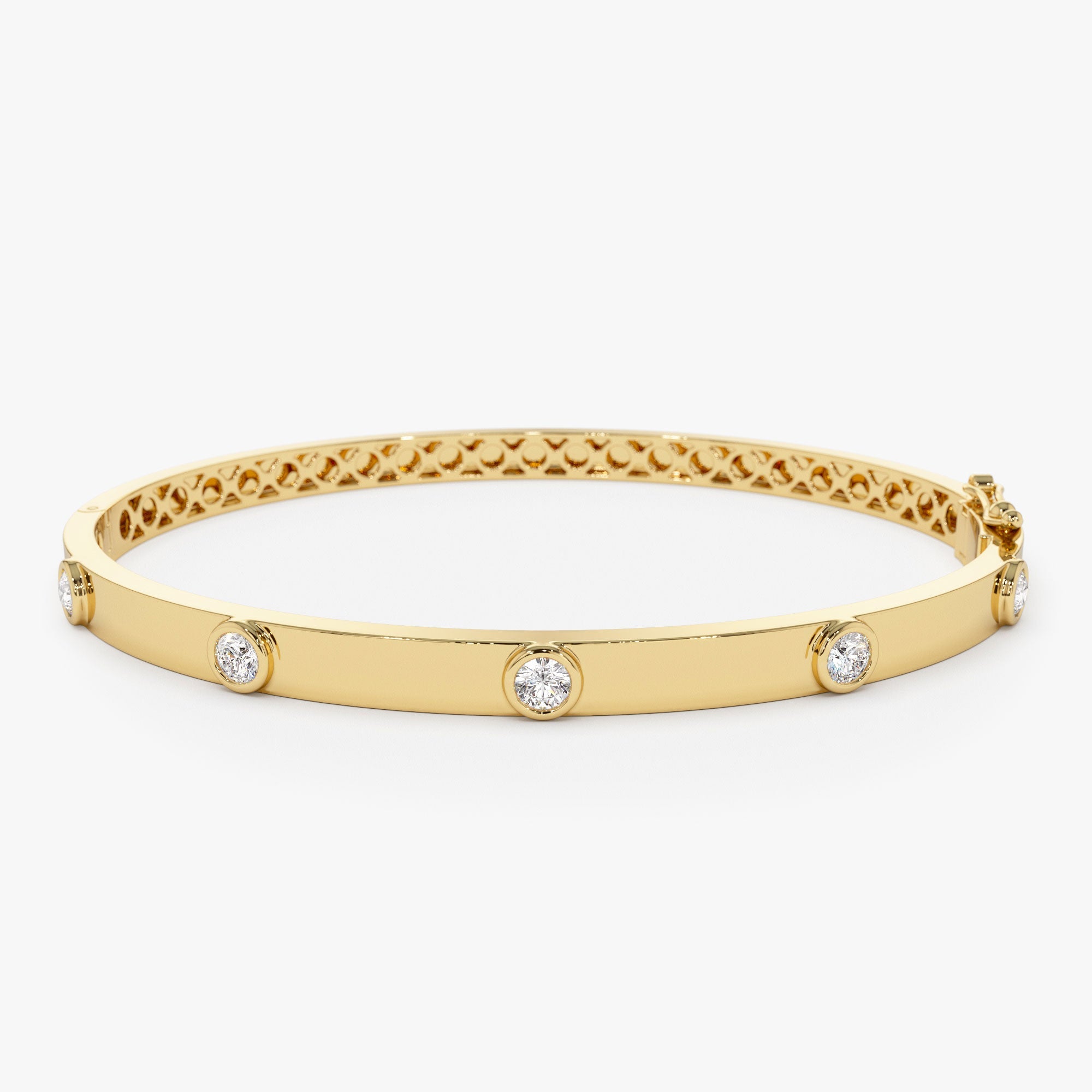 OBFJ0994 - 14K Gold 0.50Ct Round Diamond Bangle Bracelet 1