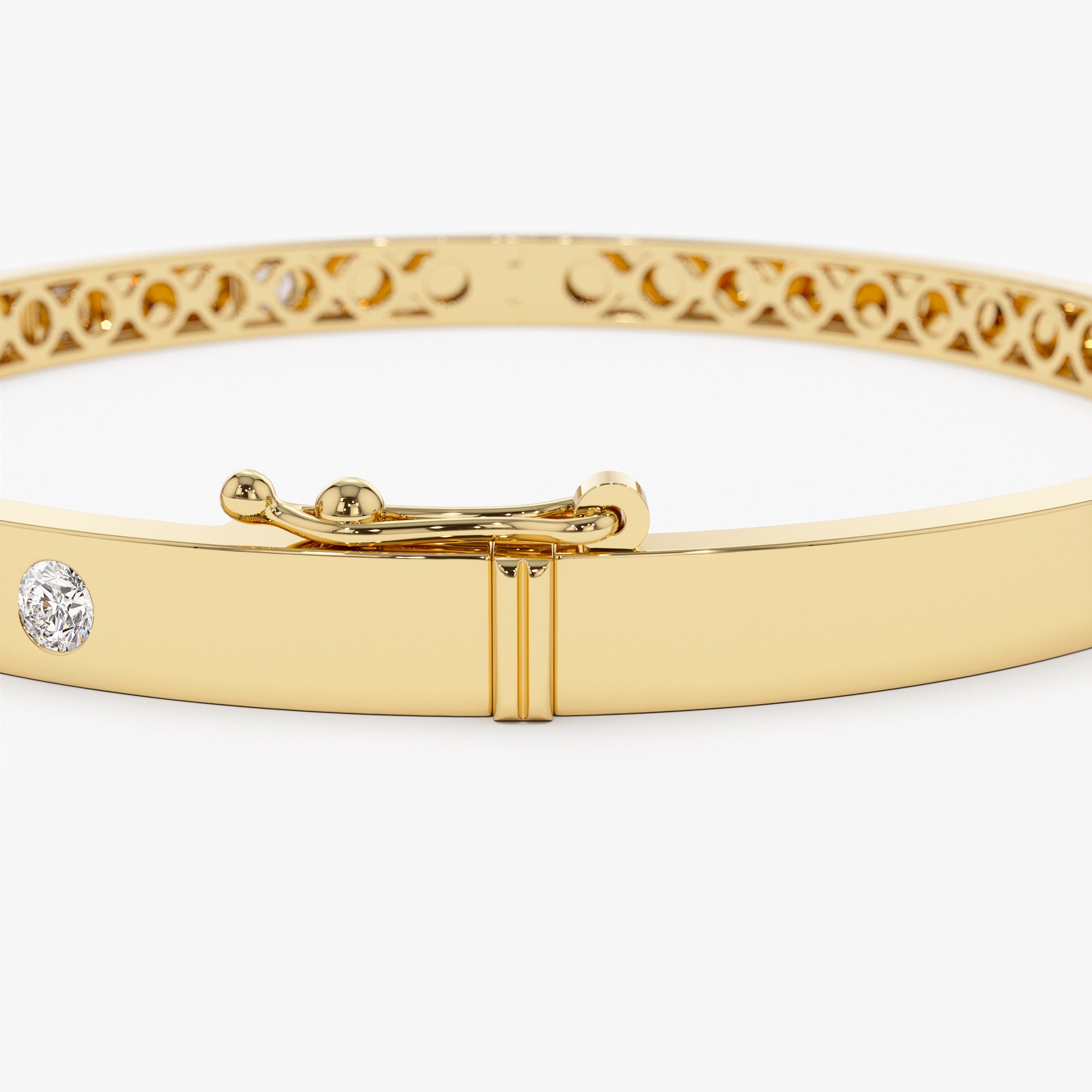 OBFJ0966 - 4mm Diamond Bangle Bracelet bracelets in selectable metal and diamond options - Roselle Jewelry view 8