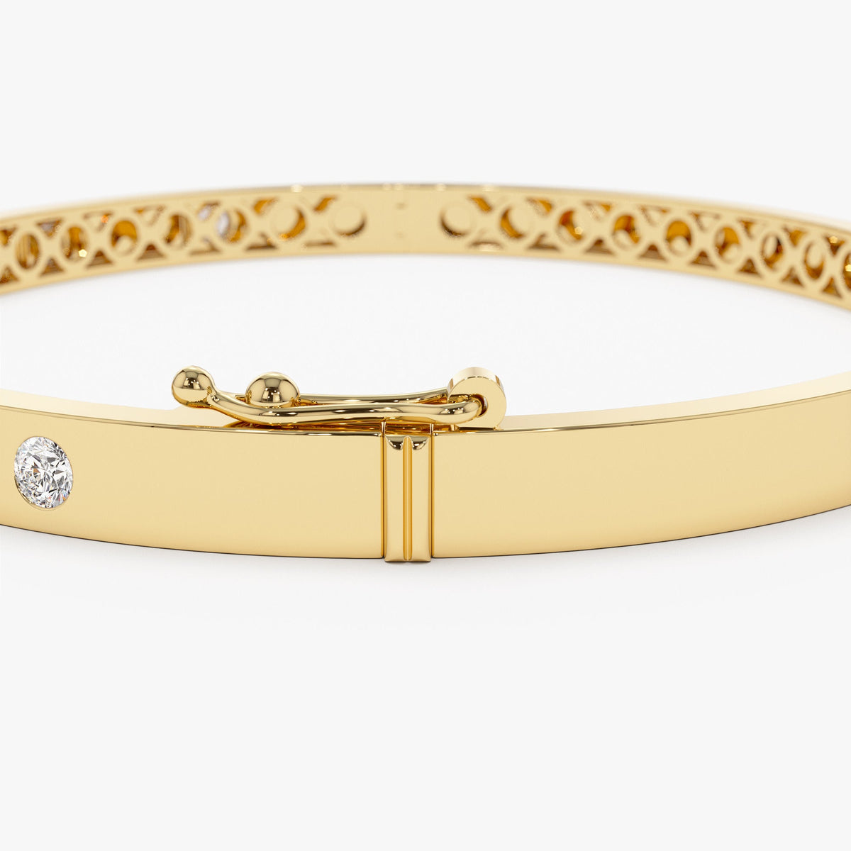 OBFJ0966 - 4mm Diamond Bangle Bracelet bracelets in selectable metal and diamond options - Roselle Jewelry view 8