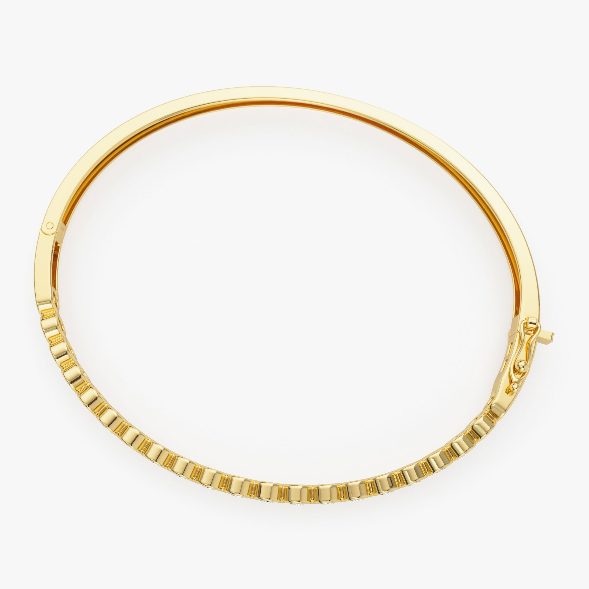 OBFJ1163 - 14K Bezel Setting Diamond Bangle 7