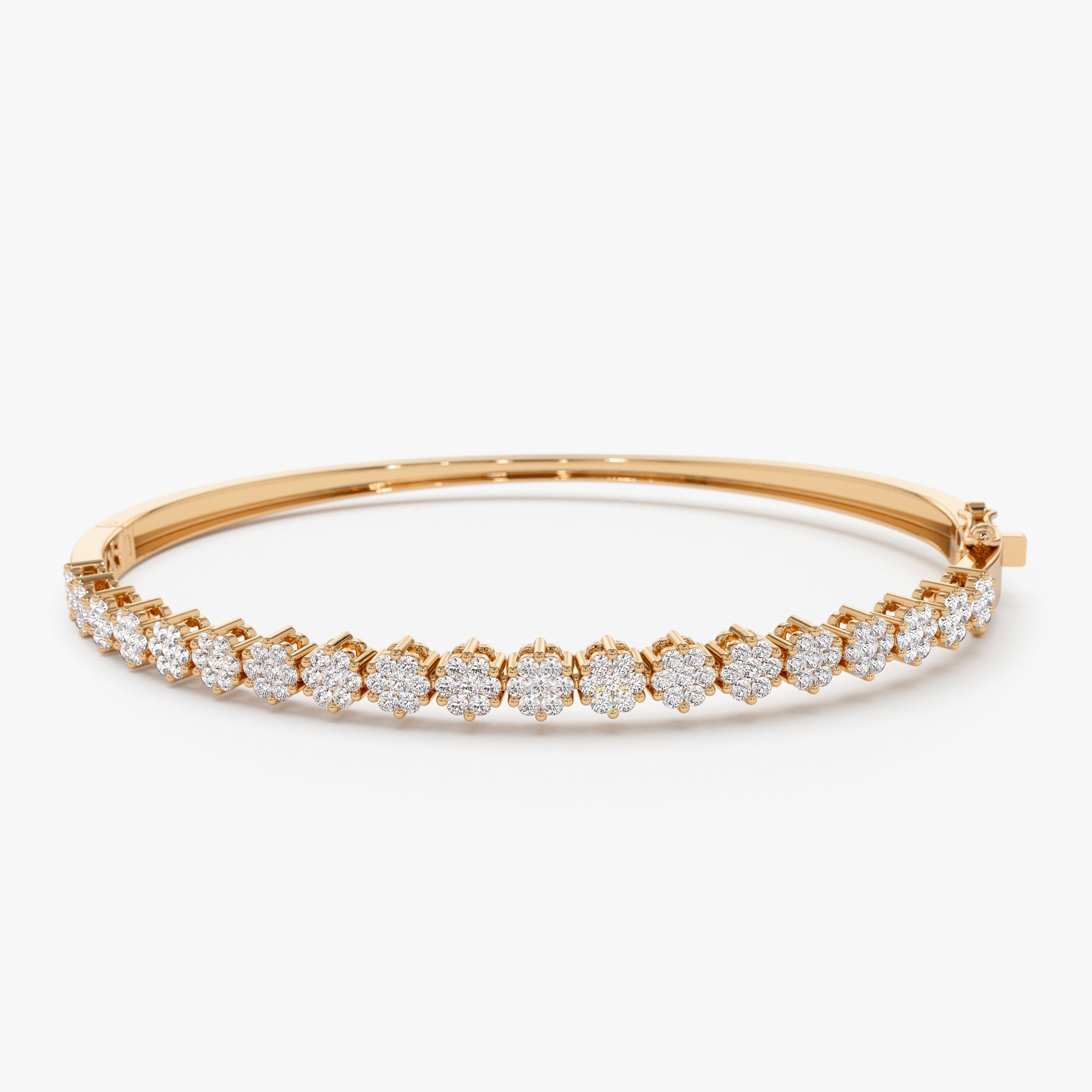 OBFJ1114 - 14k 1.15ctw Luxurious Cluster Diamond Bangle 7