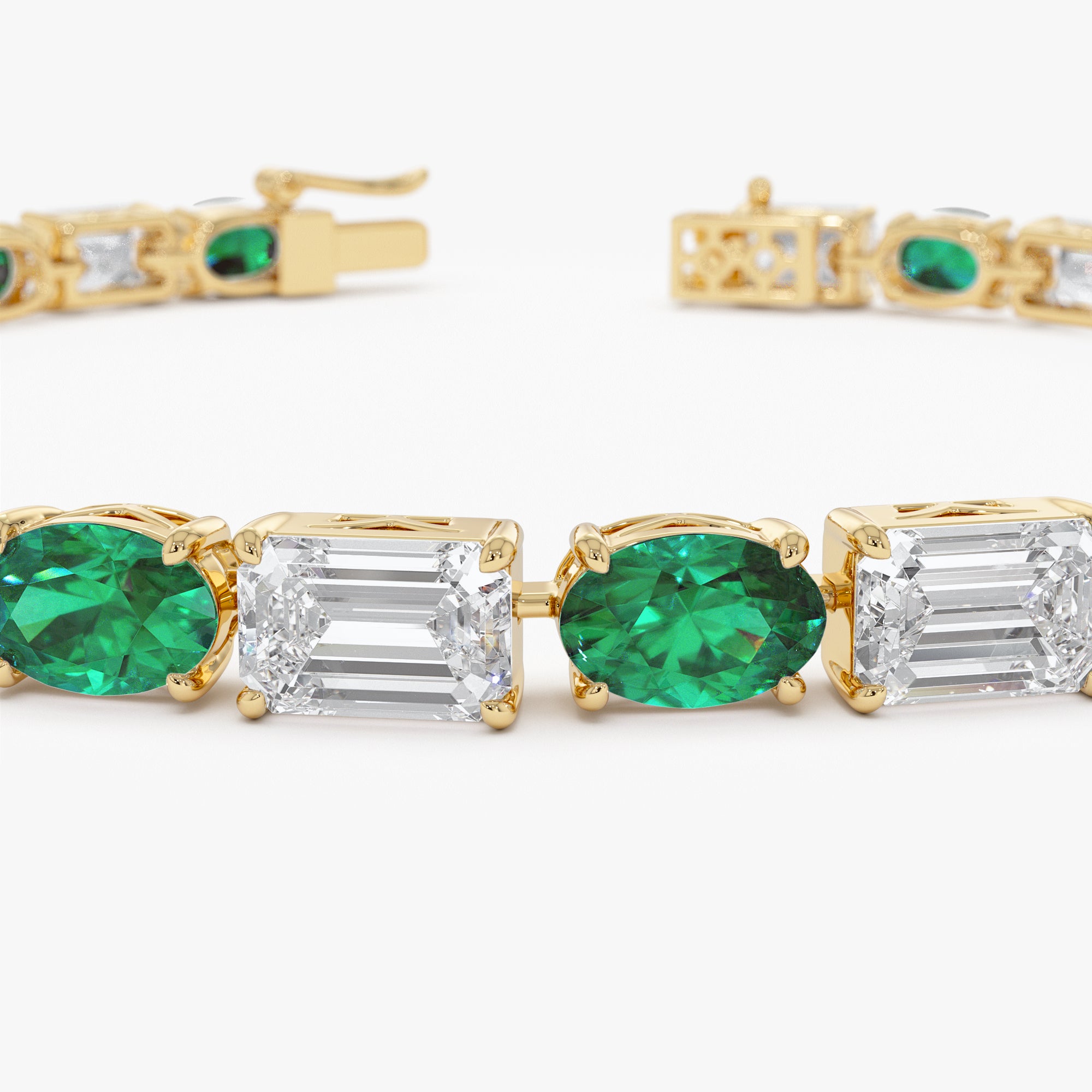OBFJ0345 - 15.30 ctw 14k Lab Grown Colombian Emerald and Diamond Bracelet - Brooke 5