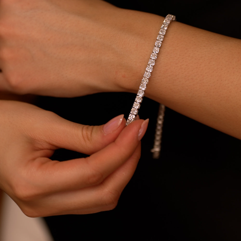 OBFJ0343 - 15.75 ctw 14k Lab Grown Cushion Cut Diamond Tennis Bracelet - Erin 3