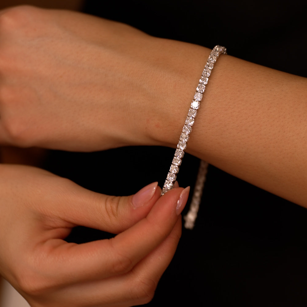 OBFJ0343 - 15.75 ctw 14k Lab Grown Cushion Cut Diamond Tennis Bracelet - Erin 4