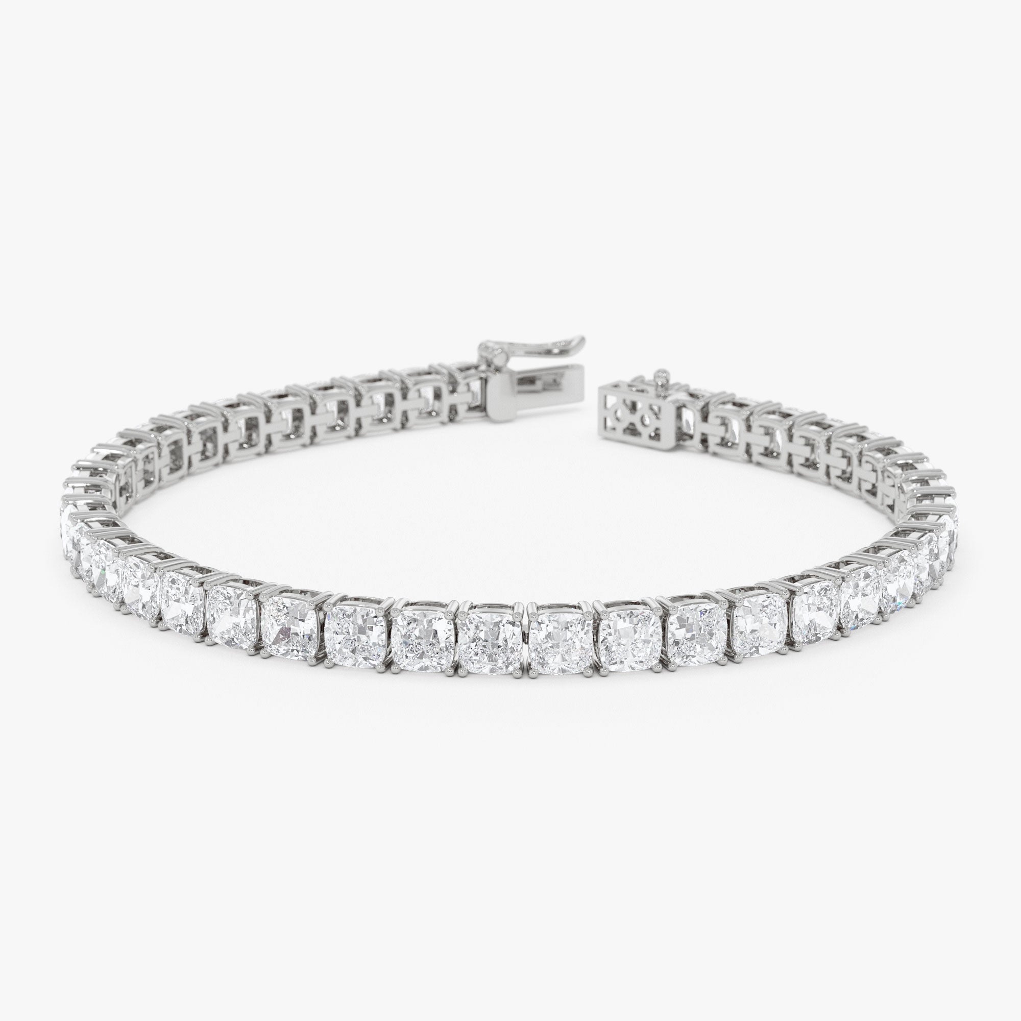OBFJ0343 - 15.75 ctw 14k Lab Grown Cushion Cut Diamond Tennis Bracelet - Erin 1
