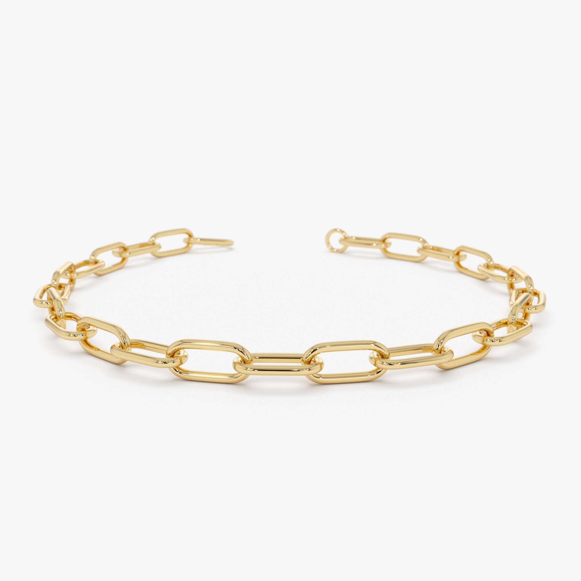 OBFJ0534 - 14K Gold 8MM Paperclip Chain Bracelet 1