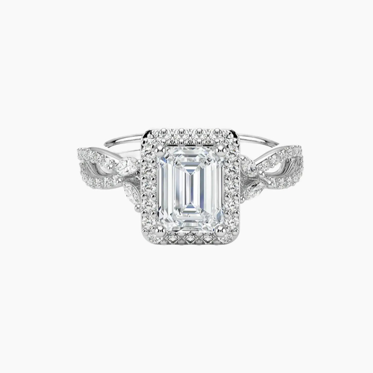 OBSER487 - Nerissa Halo Emerald engagement ring setting view 1