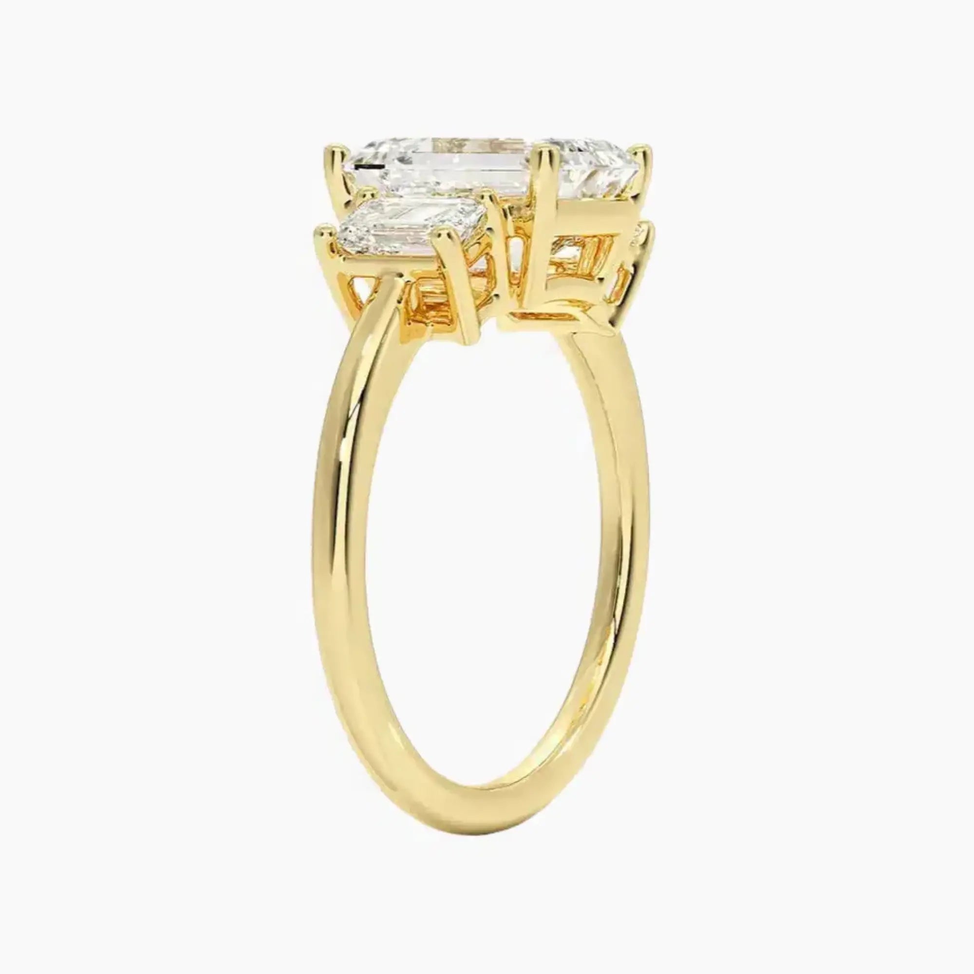 OBSER187 - Aurelia Three Stone Emerald engagement ring setting view 8