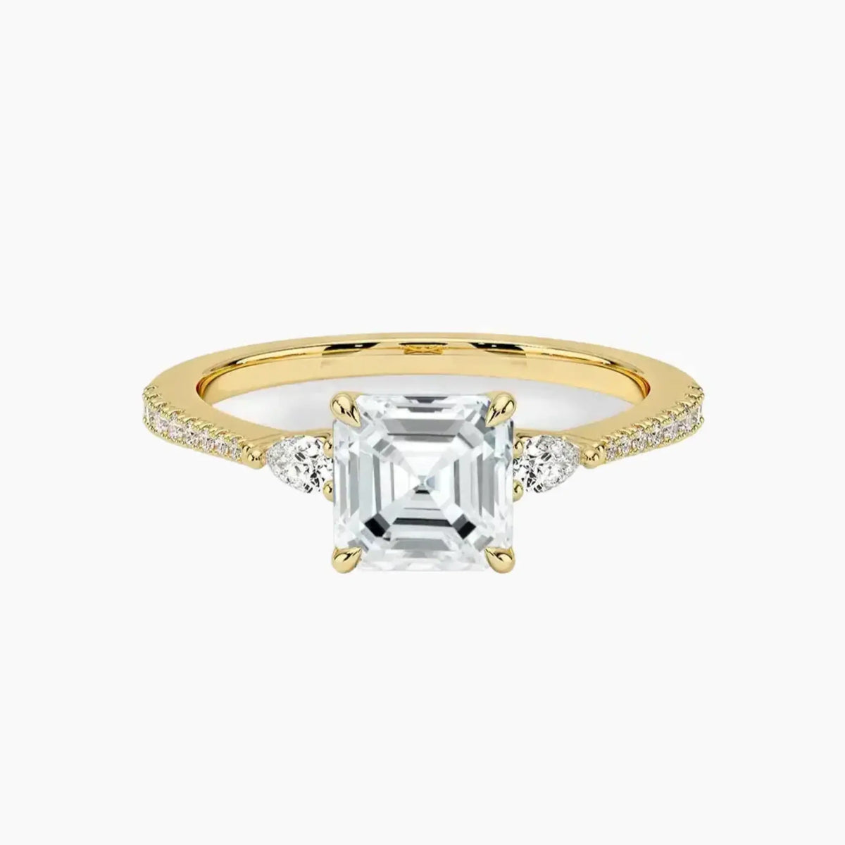 OBSER632 - Calliope Pave Three Stone Asscher engagement ring setting view 7