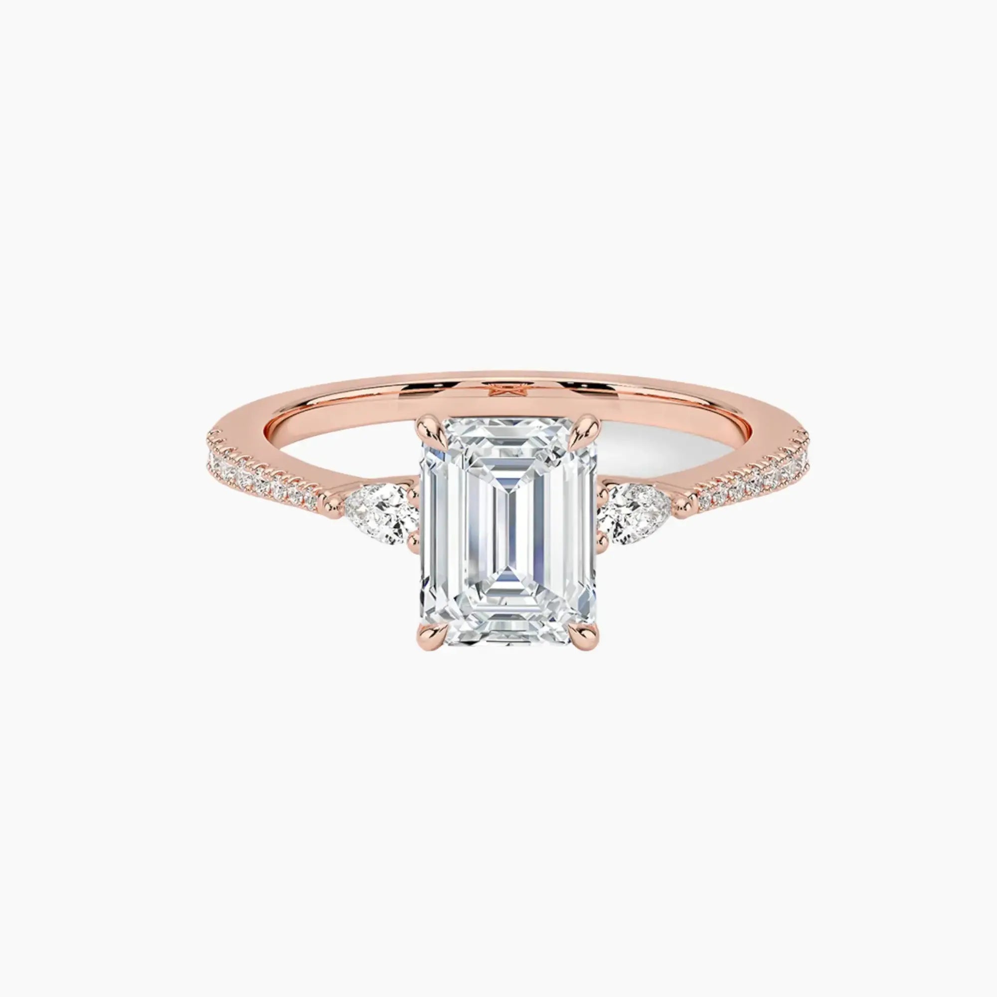 OBSER634 - Calliope Pave Three Stone Emerald engagement ring setting view 4