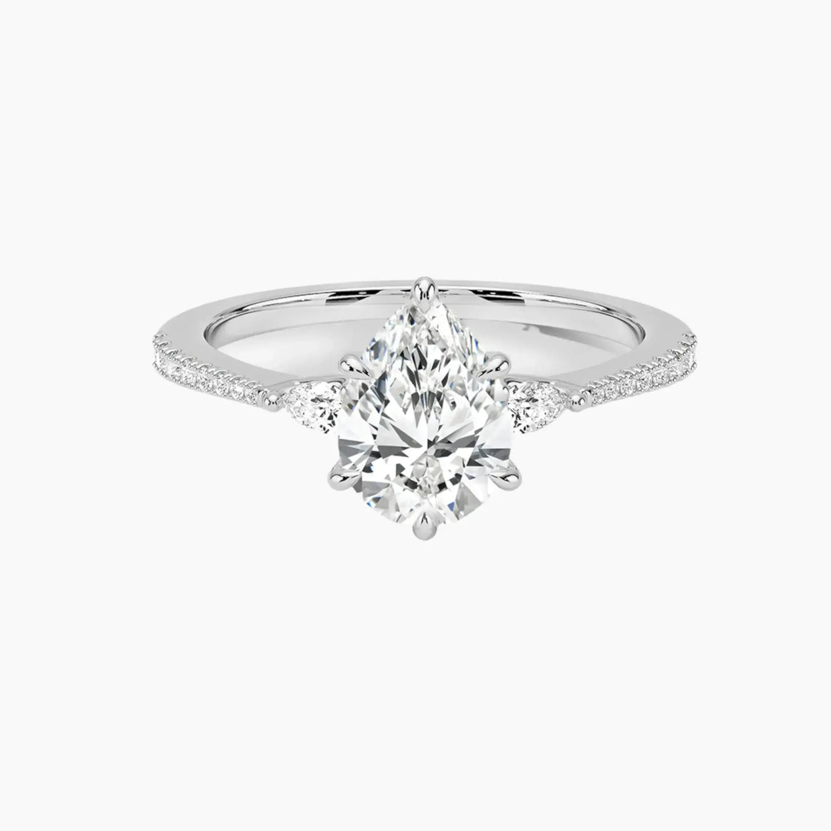 OBSER185 - Calliope Pave Three Stone Pear engagement ring setting view 1