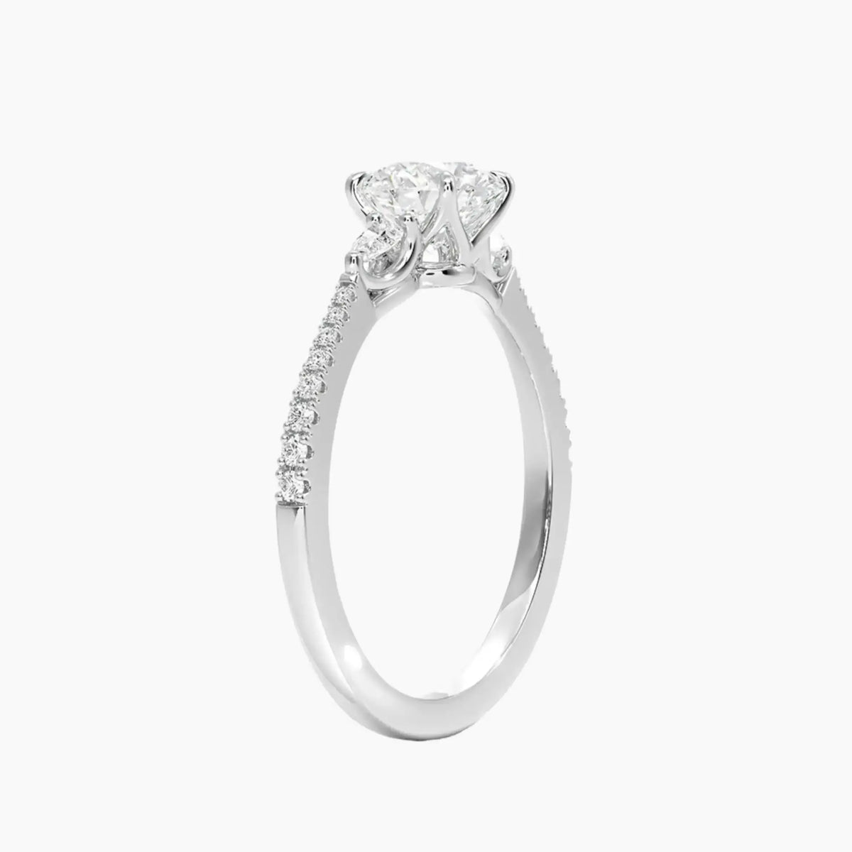 OBSER638 - Calliope Pave Three Stone Round engagement ring setting view 2