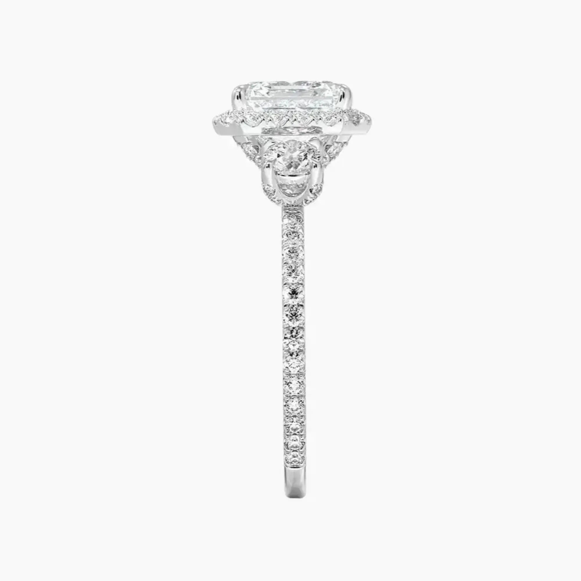OBSER581 - Brielle Three Stone Asscher Halo engagement ring setting view 3